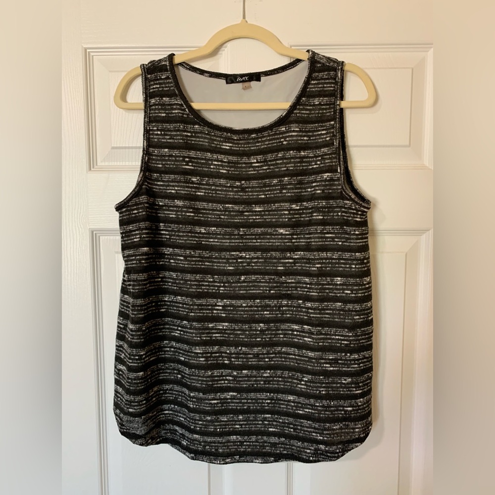 Avec Black and Gray Boxy Sleeveless‎ Tank Top Large Minimalist Casual Chic